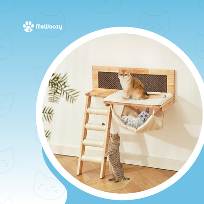Wandklimmer Voor Katten – Met Hangmat En Krabvlak