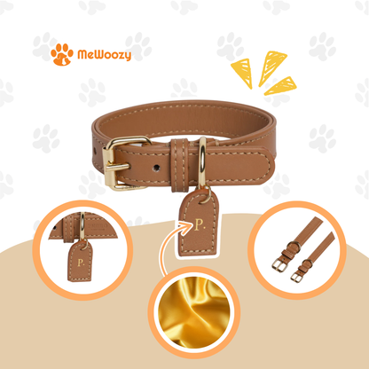 Leren Hondenhalsband – Met Luxe Gepersonaliseerd Label