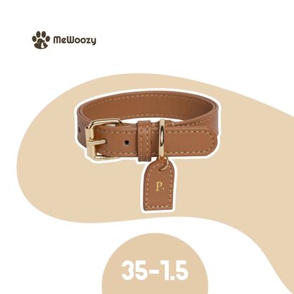 Leren Hondenhalsband – Met Luxe Gepersonaliseerd Label