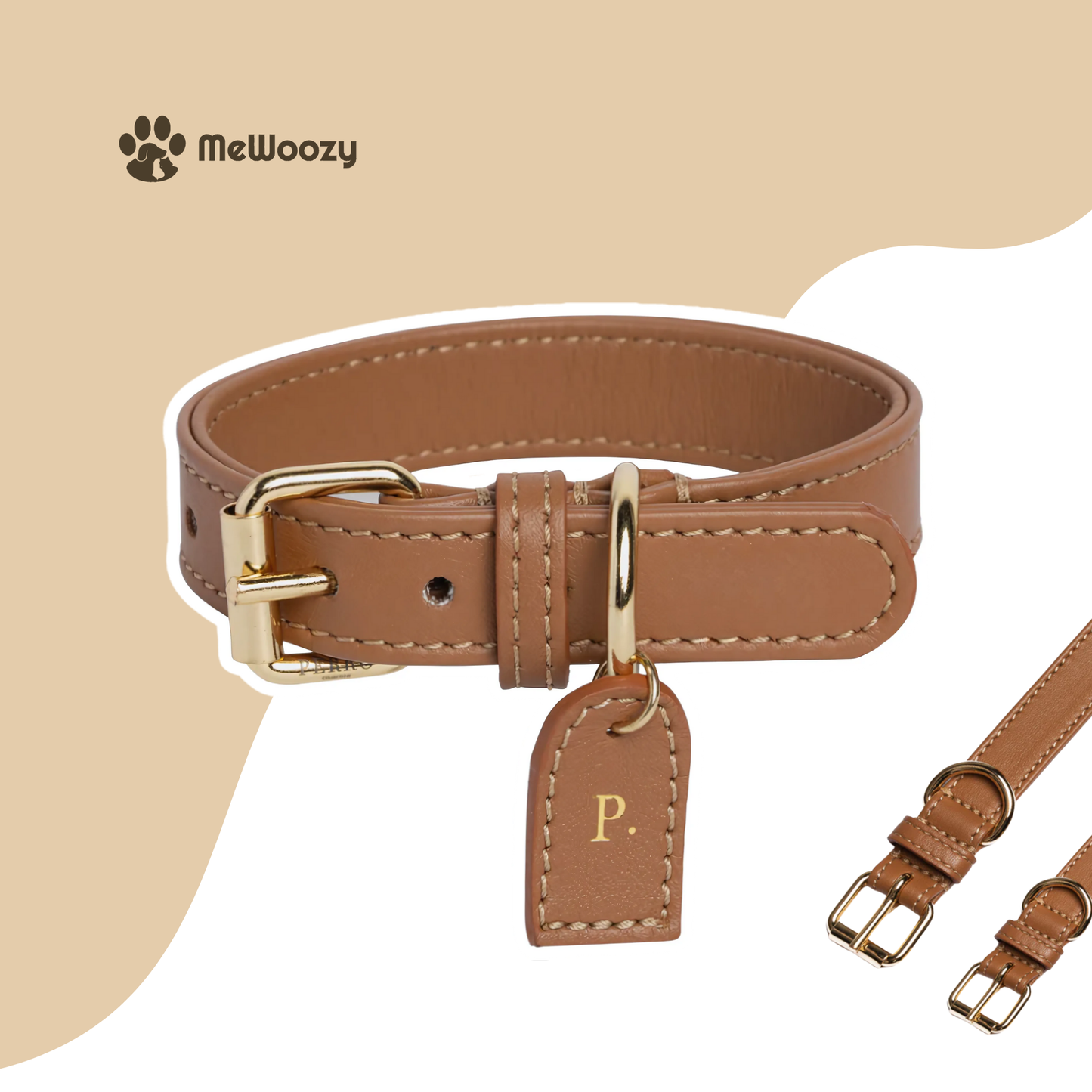 Leren Hondenhalsband – Met Luxe Gepersonaliseerd Label