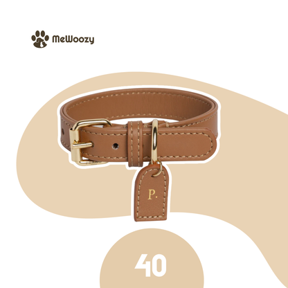 Leren Hondenhalsband – Met Luxe Gepersonaliseerd Label