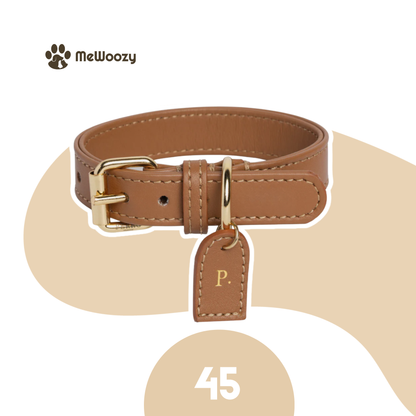 Leren Hondenhalsband – Met Luxe Gepersonaliseerd Label
