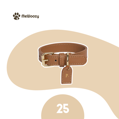 Leren Hondenhalsband – Met Luxe Gepersonaliseerd Label